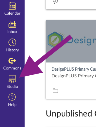 Canvas studio button in the global navigation bar