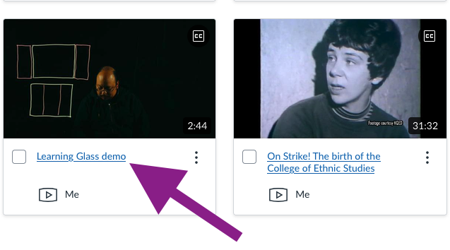 A video in the canvas studio library